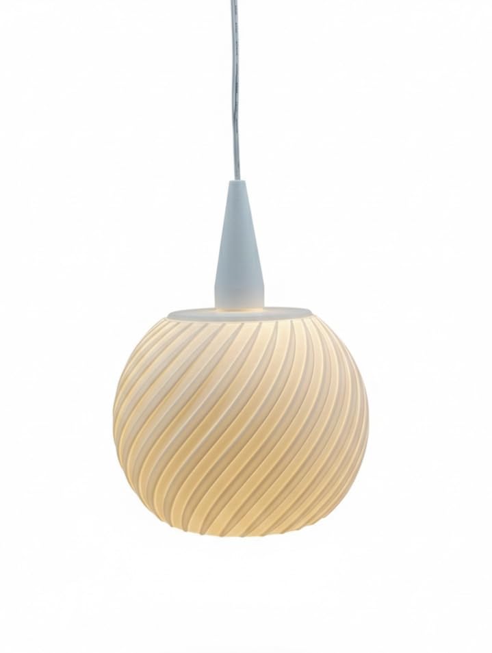 Lampenschirm Wirbelwerk – dekorativer Ersatz-Lampenschirm für Weihnachtsstern, 3D-gedruckt aus PLA, inkl. Aufhängungs-Cover, Weiß