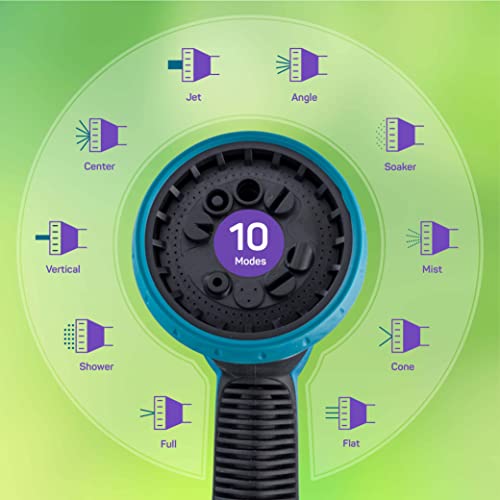 Hose Nozzle [Blue] Heavy Duty Hose Sprayer With 10 Adjustable Watering Patterns - Thumb Control Design, Comfortable Ergonomic Grip, Garden Hose Nozzle For Watering Plants & Lawns. Fun Showers/Cleaning #TOP2