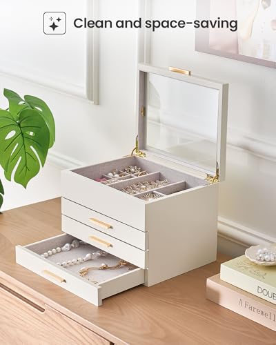 Joyero de madera Lolalet elegante caja de regalo beige para pulseras y anillos 4