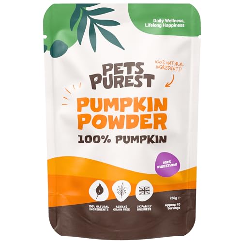 Pets Purest Pumpkin Powder for Dogs - 250g 100% Pure Pumpkin Powder Dog Food Topper Naturally Rich in Prebiotics & Fibre for Dogs Gut Health & Healthy Stools