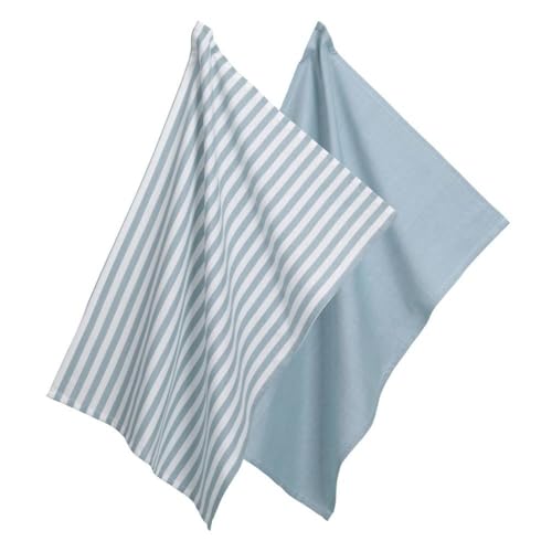 kela Geschirrtücher - 50 x 70 cm - Blaugrau - Weiß - Baumwolle - Bambus - 2er Set