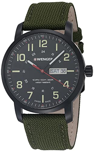 Wenger Men s Sport Stainless Steel Swiss-Quartz Watch with Nylon Strap, Green, 22 (Model: 01.1541.104)