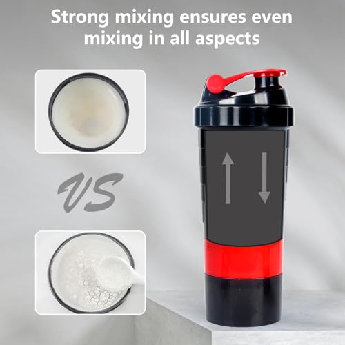 Image of XTK Shaker Bottle 16OZ Protein Shaker Bottles with Mix Ball Portable Sports Water Bottle Leak Proof GYM Cup for Protein Mixes with Storage & Pill Organizer, Ideal for Pre Workout,BPA Free (Red)