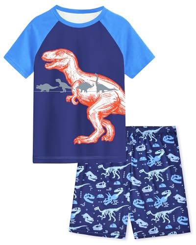 Fiodrimy Boys Pajamas Little Boys Summer Pajamas Dinosaur 2 Piece Toddler Short Sleeves Boy Pjs Kids Sleepwear Nightwear Jammies for 7-8T Size 8