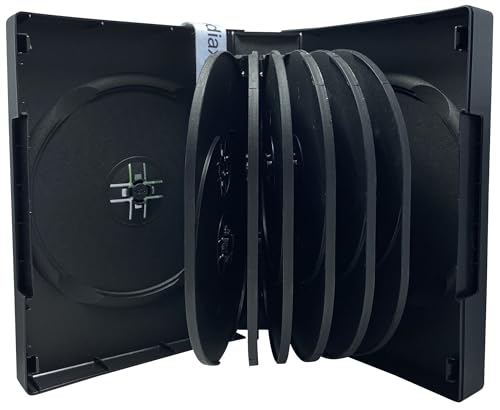 Mediaxpo Space-Saving Multi DVD Case - Holds up to 14 Discs - Clear Plastic Cover - Keep Your Media Safe and Organized (Pack of 5)