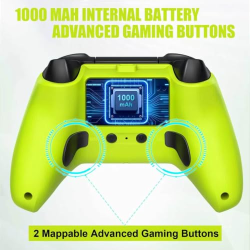Image of W&O Wireless Controller for With Xbox One, Xbox Series X /S, Xbox One X /S, PC, With RGB LED Light, Mappable Buttons, With 2.4GHZ Wireless Adapter Gamepad (Electric Volt)