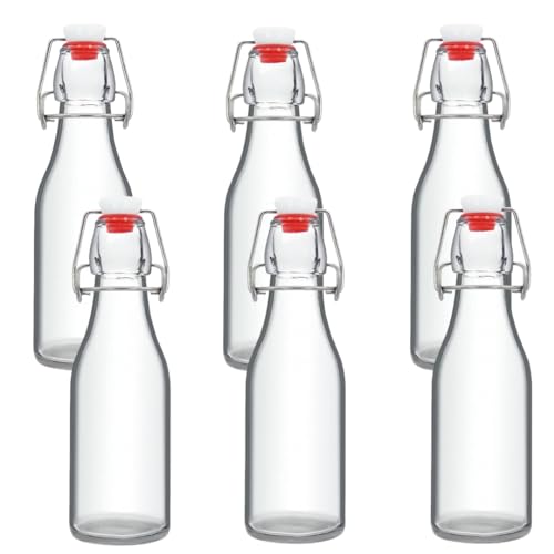 MEETOZ Glass Bottles with Stoppers,6PCS 250ml/9Oz Clear Glass Bottles,with Airtight