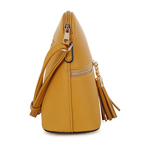 Image of SG SUGU Lunar Lightweight Medium Dome Crossbody Bag Shoulder Bag with Tassel | Zipper Pocket | Adjustable Strap