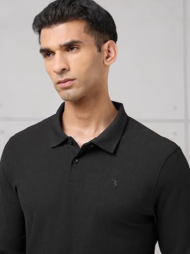 Image of TECHNOSPORT Men's Slim Fit Textured Active Out Full Sleeve T-Shirt for Gym, Sports & Regular Use