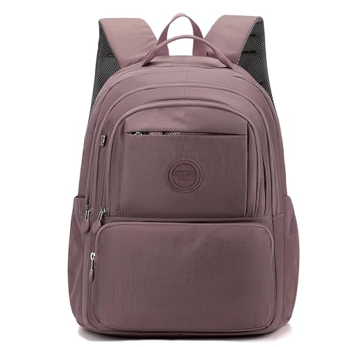 Mochila Feminina Leve Grande Capacidade,Impermeável Nylon,Com Compartimento para Notebook,Para Viagem e Escolar e Uso Diário (Roxo rosa)
