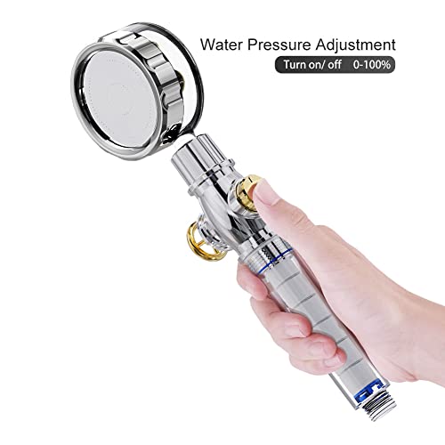 Pommeau de douche haute pression chromé avec kit hydrojet à hélice - 4