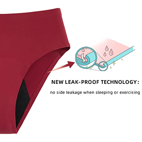 Mordlanka Women Period Underwear Heavy Flow High Waisted Menstrual Panties With 55Ml High Absorbency, Mixed Color, X-Large Multicolor #TOP2
