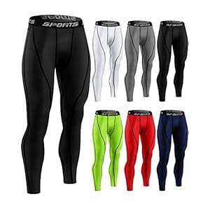 Riyiper 6 Pcs Men’s Compression Pants Athletic Workout Running Tights Rapid Dry Sport Leggings Base Layer Bottom for Yoga Gym
