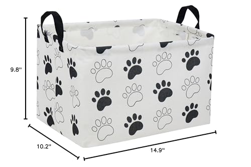 Image of Essme Rectangular Dog Basket, Cute Storage Basket with Handles for Room Decor, Dog Bins,Puppy Storage Bin(Dog Paw)
