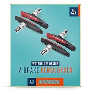 Alphatrail V-Brake Remblokken 2 Paren 72mm I Geoptimaliseerd remgedrag op nat wegdek I Duurzaam Remblok & 100% Montage voor V-Brakes van Shimano, Tektro, Avid, SRAM, XLC etc.