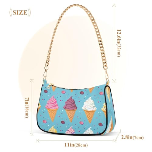 Shoulder Bags for Women Ice Cream Hobo Tote Handbag Small Clutch Purse with Zipper Closure883