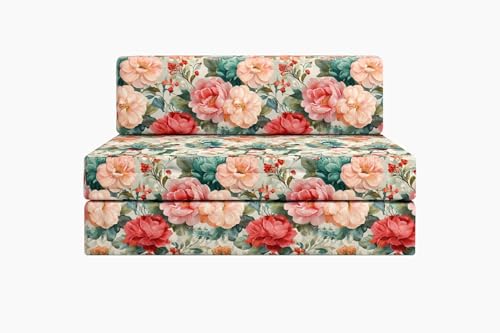 Image of Rosebell-3x6-Feet-One Seater Modern Sofa Bed, Space-Saving Printed Sofa Cum Bed, Compact Sleeper Sofa for Living Room, Guest Room & Small Apartments