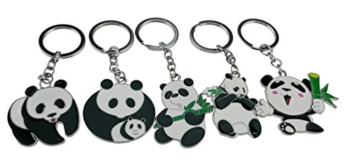 Cute Big Cartoon Metal Panda Theme Keychain Key Ring Set Of 9 For Hanging Decoration Ornament Souvenirs Gift,Overall 10Cm/3.9" #TOP2