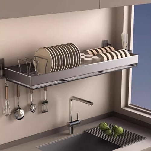 Cuisine encombrée ? Support de séchage de vaisselle mural inox d'angle 100cm