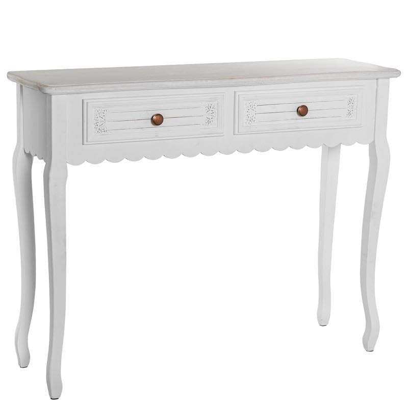 Dimensioni: 100 x 30 x 78 cm DRW Tavolo di ingresso con 2 cassetti in legno MDF bianco decape 78x100x30 cm