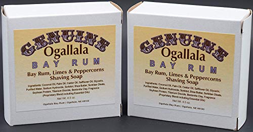 Two (2) of Genuine Ogallala Bay Rum, Bay Rum-Limes & Peppercorns Shaving Soap - Each Puck 4.5 oz
