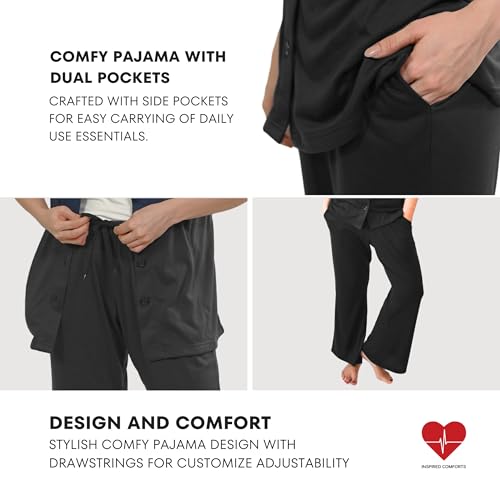 Image of Inspired Comforts Post Surgery Mastectomy Recovery Pajamas Set with Internal Drainage Pockets