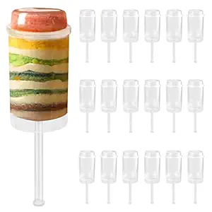 DOERDO 30Pcs Clear Cake Pop Shooter, Cake Stand, Round Shape Clear Push-Up Cake Holders for Cake Jelly Ice Cream