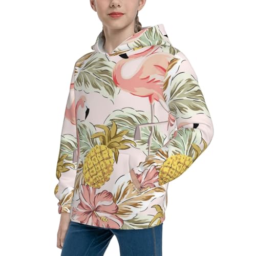 Tropical Pink Flamingo Pineapple Kid Hoodies Boys Sweatshirts Girls Pullover with Pocket2