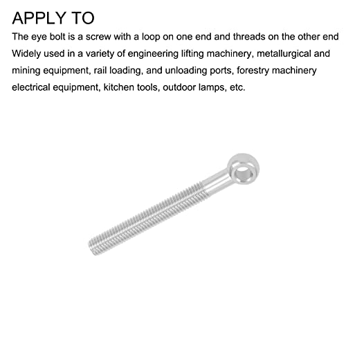 Image of METALLIXITY Shoulder Swing Lifting Bolt (M8x70mm) 2Pcs, 304 Stainless Steel Eye Bolts - for Home Renovation Fasteners, Silver