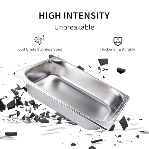 Image of 6 Pack Half Size Hotel Pans, 1 /2 Size Steam Table Pan 2.5 Inch Deep Commercial Stainless Steel Pan for Food, Catering Pan for Hotel, Buffet, Restaurant and Party