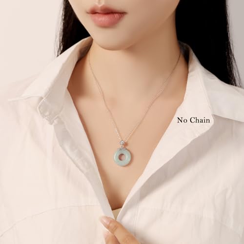 Real Natural Light Green Jade Donut Pendant Necklace for Women Genuine Type A Jadeite Circle Round Jewelry3