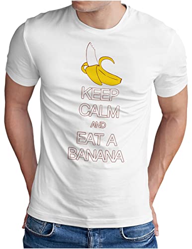 T-shirt Keep Calm and eat a Banana homme grande taille XXXXXL coton blanc OM3