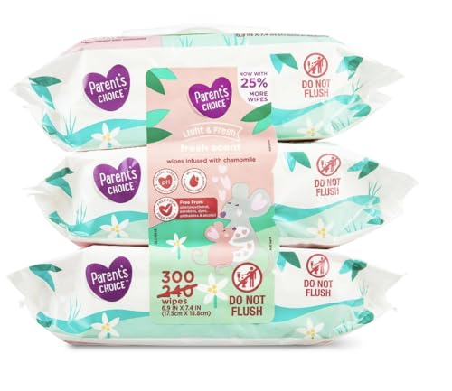 Parent's Choice Fresh Scent Baby Wipes, 300 Count 12 PACKS pink green white Packaging