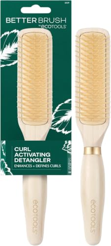 Image of EcoTools Curl Activating Detangler Hairbrush,Gently Detangle Wet Hair,Style,Define, & Enhance Curly & Wavy Hair,Less Breakage & Fall Out,Renewable Bamboo,Vegan & Cruelty-Free,1 Count (Pack of 12)
