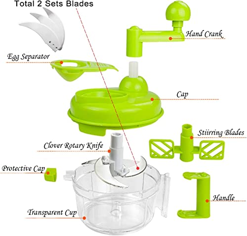 Food-processes-Hand-Crank-Food-ProcessorManual-Food-ChopperMeat-GrinderVegetable-Dicer-And-MincerFruit-Blender-With-Egg-Separator-Rotary-Onion-Chopper2-Sets-steel-blades