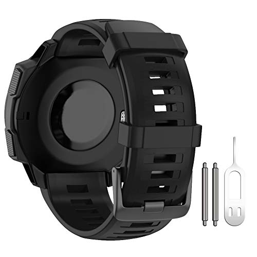ANBEST Pulseras de Silicona Compatibles con Garmin Instinct Esports Correa, Pulsera de Suave Repuesto Deportiva para Garmin Instinct Tactical/Tide/Solar Smart Watch, Negro