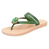 ZTFYKLIN Chanclas Doradas Mujer Deslizadores Populares Del Pvc Brillo Verano Para Los Planos Al Interiores De Las (Green, 37) Cuñas Negras Sandalias Playa Goma Mulher Atadas Tobillo Cangrejeras