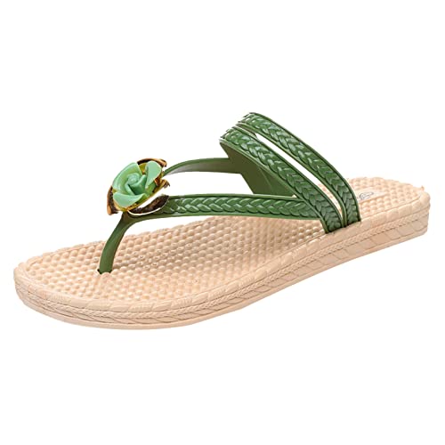 Imagen de Shobdw Sandalias Con Plataforma Para Mujer Populares Del Pvc Brillo Verano Los Deslizadores Planos Al Interiores De Las Piscina Chanclas Marca Anatomicas Tela Huaraches Cuña Zapatos Playa Vestir Verde