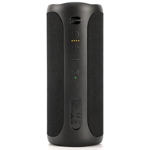 Wireless Waterproof Bluetooth Speaker – Portable Speaker Loud with Built-in Subwoofer and Tweeter, Extra Bass, Stereo Sound, IP67, Colorful Lights for Party, Outdoor, Camping – Black