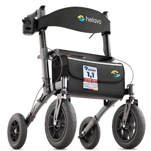 Helavo Outdoor-Rollator mit Luftbereifung - Faltbarer Rollator für Draußen