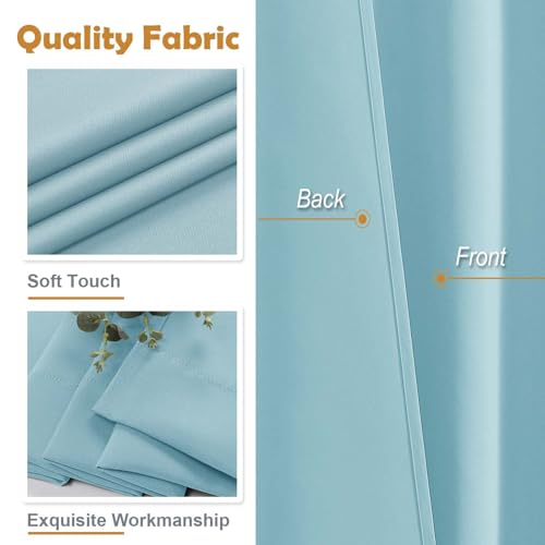 Image of Aiyufeng Aqua Blackout Curtains for Bedroom 84 Inch Length 2 Panels Set, Solid Thermal Insulated Privacy Energy Saving Living Room Window Treatment Curtains Blackout Drapes, W40 x L84 Inch,Aqua