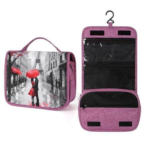 Beauty case da viaggio con motivo Torre Eiffel, organizer per cosmetici e trucchi, per donne e uomini, con più scomparti