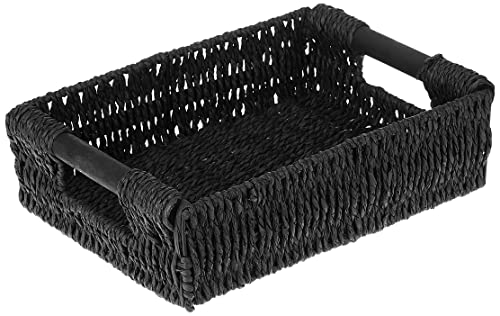 Woodluv Storage Baskets, Storage Boxes Hamper Basket, Storage Baskets for Shelves Black, Small