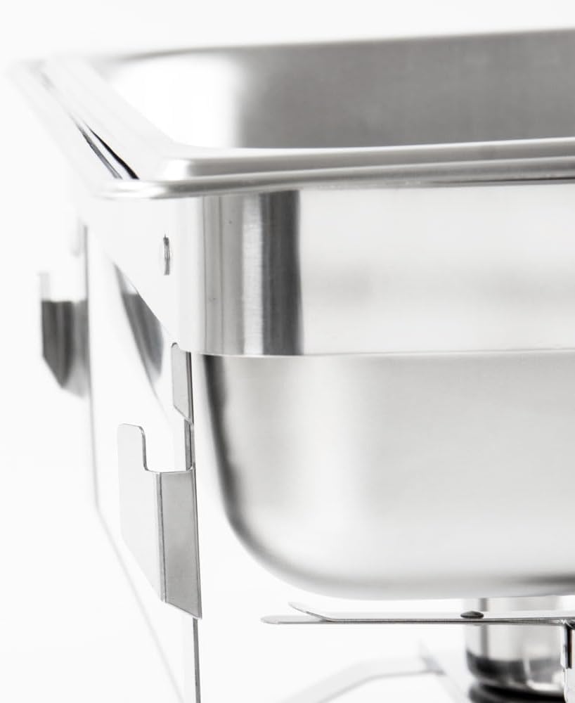 Chafing Dish Catering Buffet Set, 9L Acciaio Inox Rettangolari Catering Server Con Teglia Per Alimenti, Scaldavivande per Buffet in Acciaio Inox, per Party, Feste, Matrimoni, Banchetti, Argento