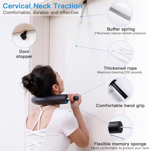 Image of Portable Cervical Neck Traction Device Over Door for Home Use, Restore The Natural Curve of The Neck, Cervical Traction Device for Neck Pain Relief or Spinal Decompression, Posture Correction