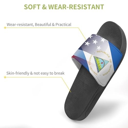 Flag of Nicaragua And U.S. FLAG House Sandals Non-Slip Bathroom Slippers Beach Summer Shoes for Men Women3