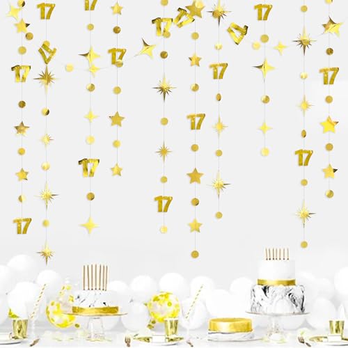 Decoración de cumpleaños 17 dorada para adornar paredes vacías sin esfuerzo en fiestas 2