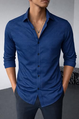 Image of Men's Casual Button Down Shirts Long Sleeve Linen Shirt Fashion Textured Beach Summer Shirts| Men Stylish Shirt | Men Fancy