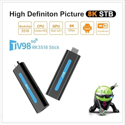 Android Tv Stick 4K Ultra Hd - 2GB Ram + 16GB Rom, Wifi Dual Band 2.4/5Ghz, Bluetooth 5.0, Controllo Vocale, Facile Da Usa - 2
