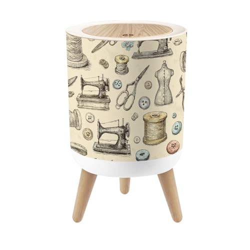 Caneca de basura pequeña con tapa y diseño redondo 7L